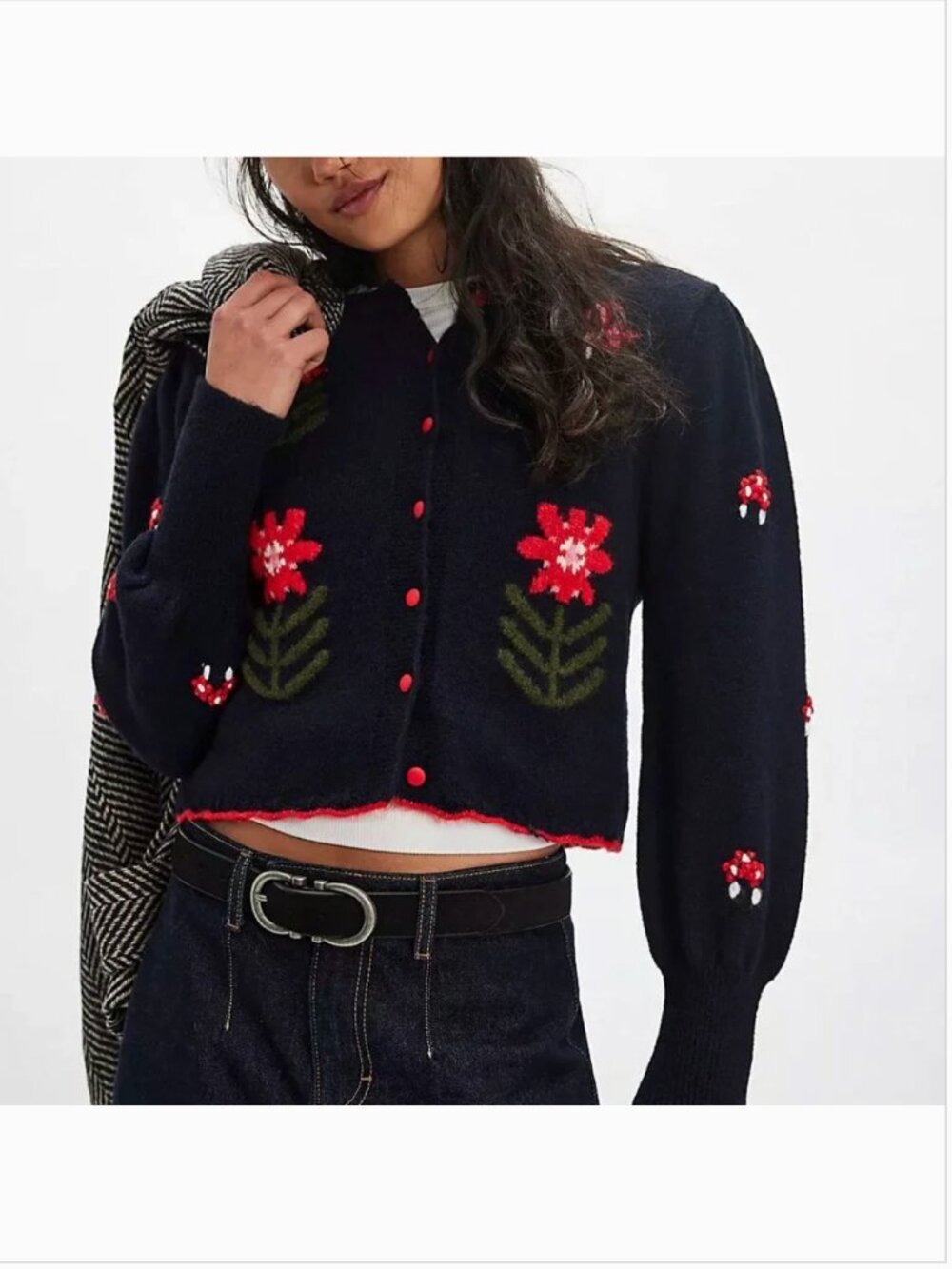 FREE PEOPLE NWT Nonna Knit Cardi / Midnight Bloom Combo - Picture 5 of 12